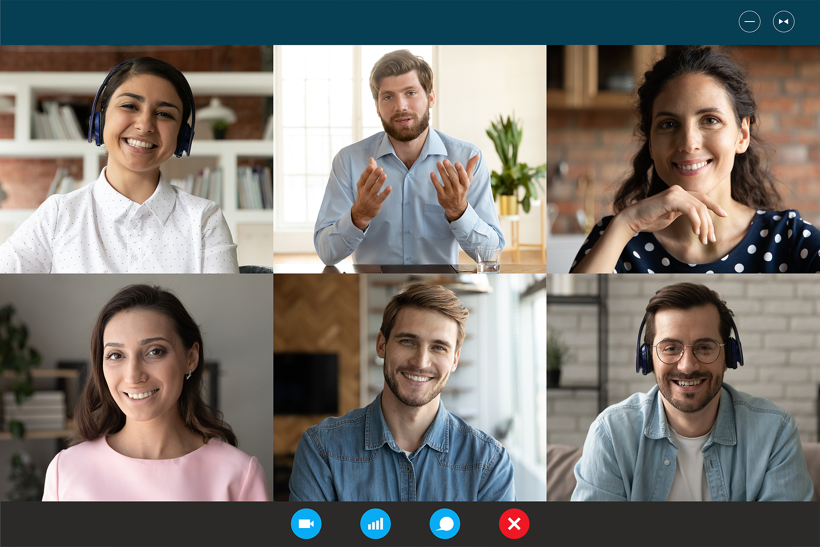 Screen View Of Multiethnic Colleagues Have Webcam Online Briefin Screen view of multiethnic colleagues have webcam online briefing